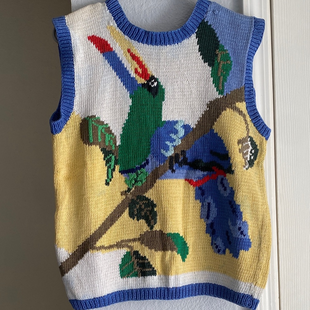 Berek Handknit 1987 Toucan Sweater Vest